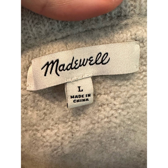 Madewell light gray long sleeves rolled crew neck sweater size large - Picture 4 of 10